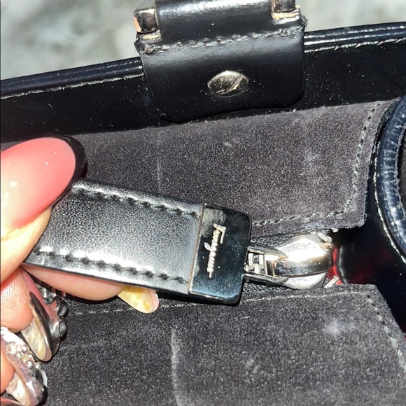 Salvatore Ferragamo Black Tote Bag with Embossed Pattern and Structured Shape - Picture 12 of 16